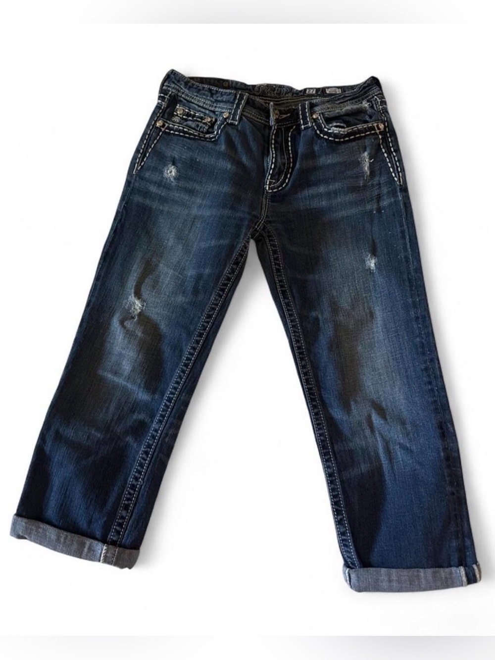 Miss Me Mid Rise Capris Distressed Boyfriend Jeans size 27